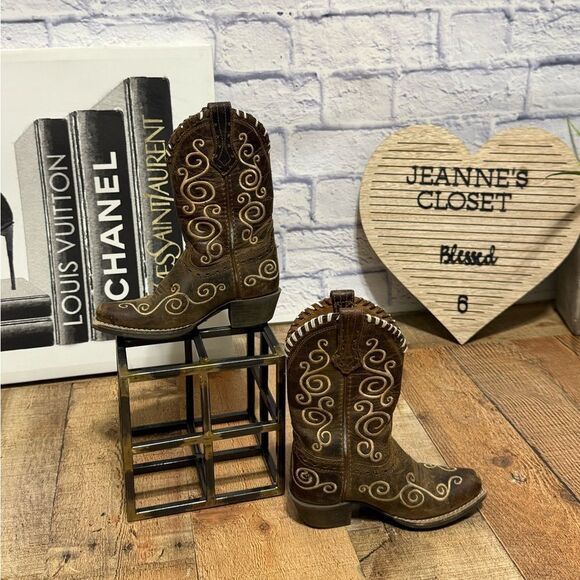 Ariat Kid's Cowgirls Size 8 Distressed Brown Shelleen Snip Toe Boots - Picture 2 of 12